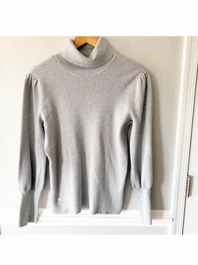 Lauren Ralph Lauren Ribbed Gray Puff Balloon Sleeve Turtleneck Sweater Size 1X